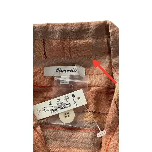 Madewell‎ Women Oversized Stripe Cotton Linen Camp Shirt Small New - Picture 7 of 12